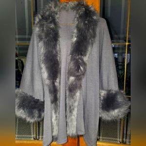 Fur cover up/ cardigan/ cape